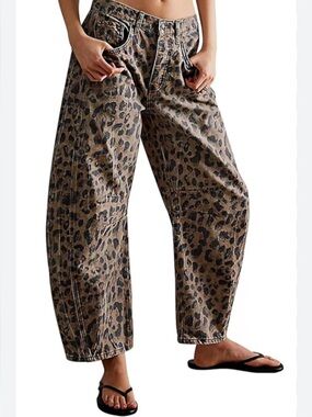 SHEIN Brown and Black Leopard Print Jeans